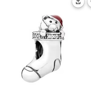 Pandora Christmas Bear in Stocking Sterling Silver Charm
